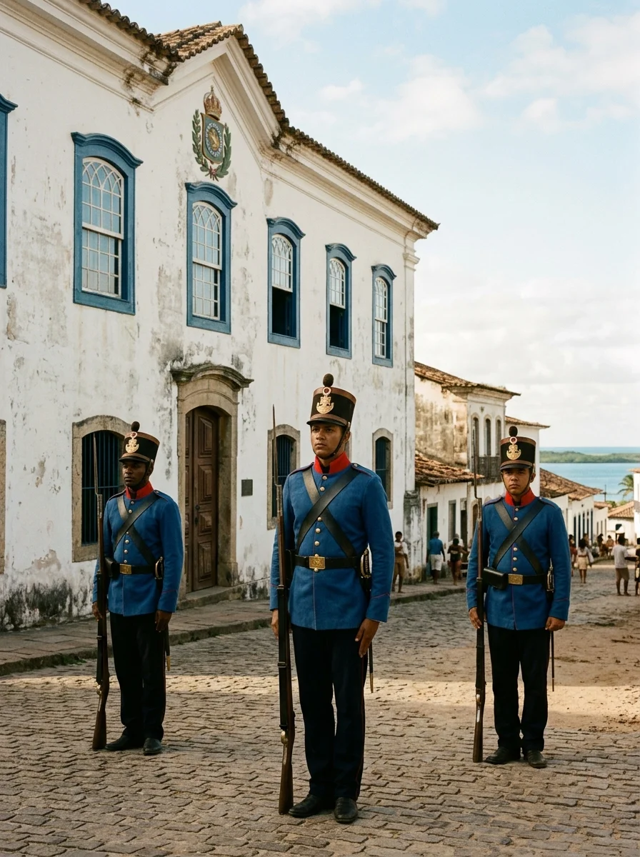Reconstituição histórica de soldados da guarda provincial de Alagoas em 1832