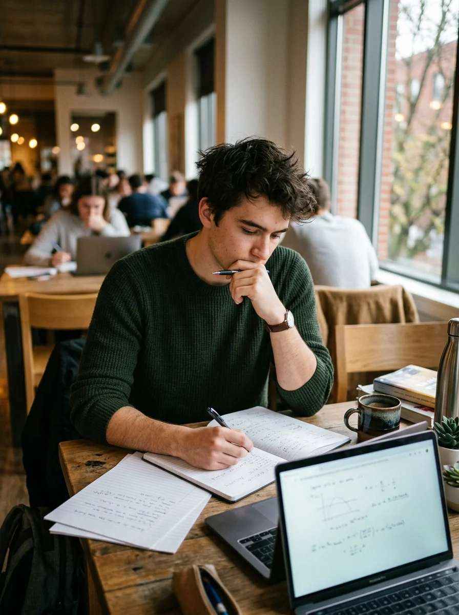 Estudante resolvendo questoes e praticando raciocinio no teste NotebookLM vs ChatGPT vs Gemini