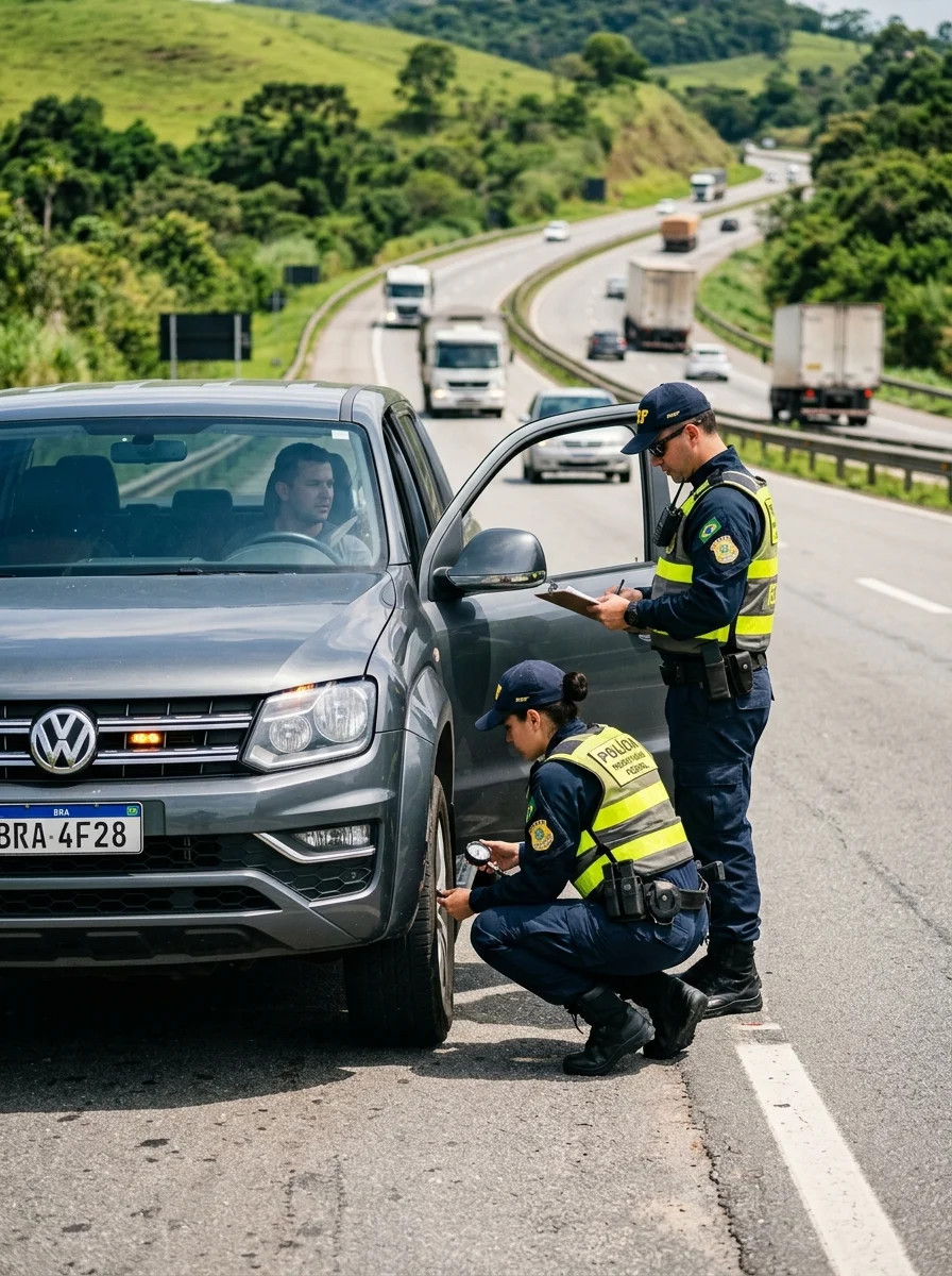 Concurso PRF: Agentes realizam inspeção tática e fiscalização veicular em rodovia
