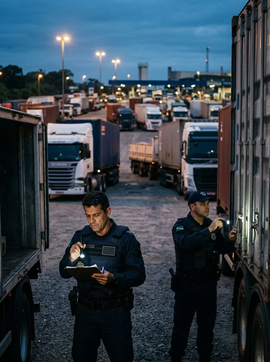 Agentes da Receita Federal em operação de fiscalização aduaneira e combate ao contrabando