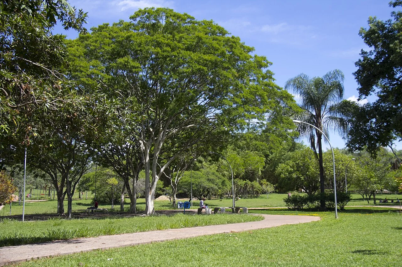 Estudantes caminhando pelo campus universitário da UnB em Brasília